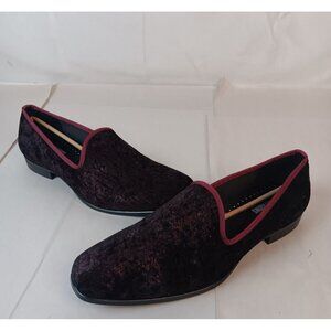 Stacy Adams Mens Velvet Slip-On Loafers With Red Trim - Size 14